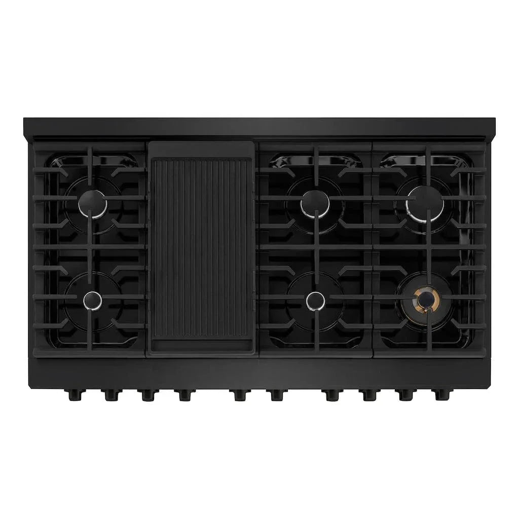 ZLINE 48 in.Gas Range, Convection Gas Oven, Black Stainless Steel, SGRB-48
