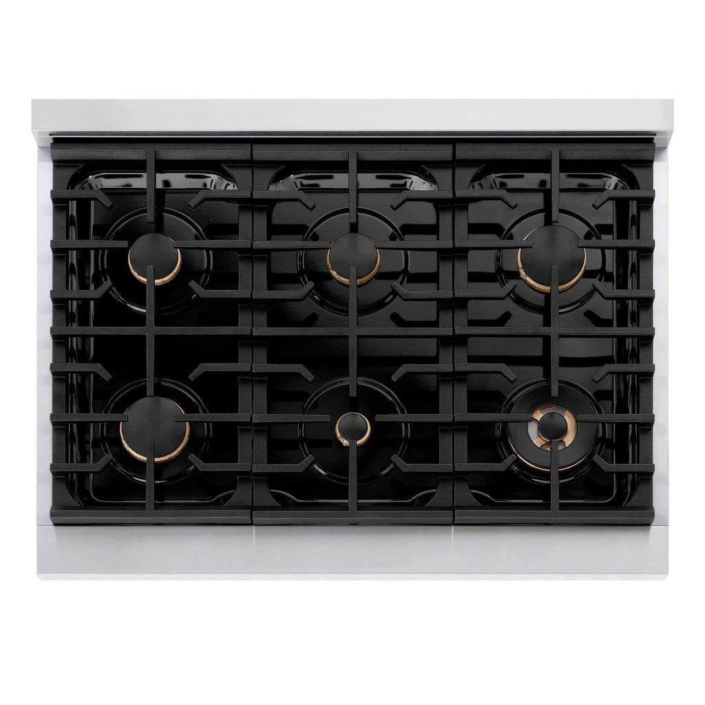 ZLINE 36"Paramount Dual Fuel Range Black Matte Gold SDRZ-BLM-36-G