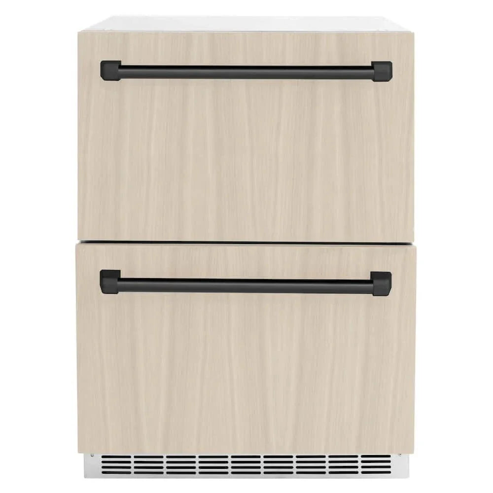 ZLINE 24" Touchstone 168 Can Outdoor-Rated Dual Refrigerator Drawer, Panel Matte Black, RDSPOZ-24-MB