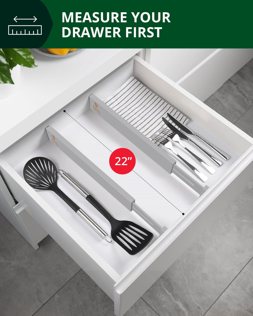 Drawer Dividers 22”, Gray