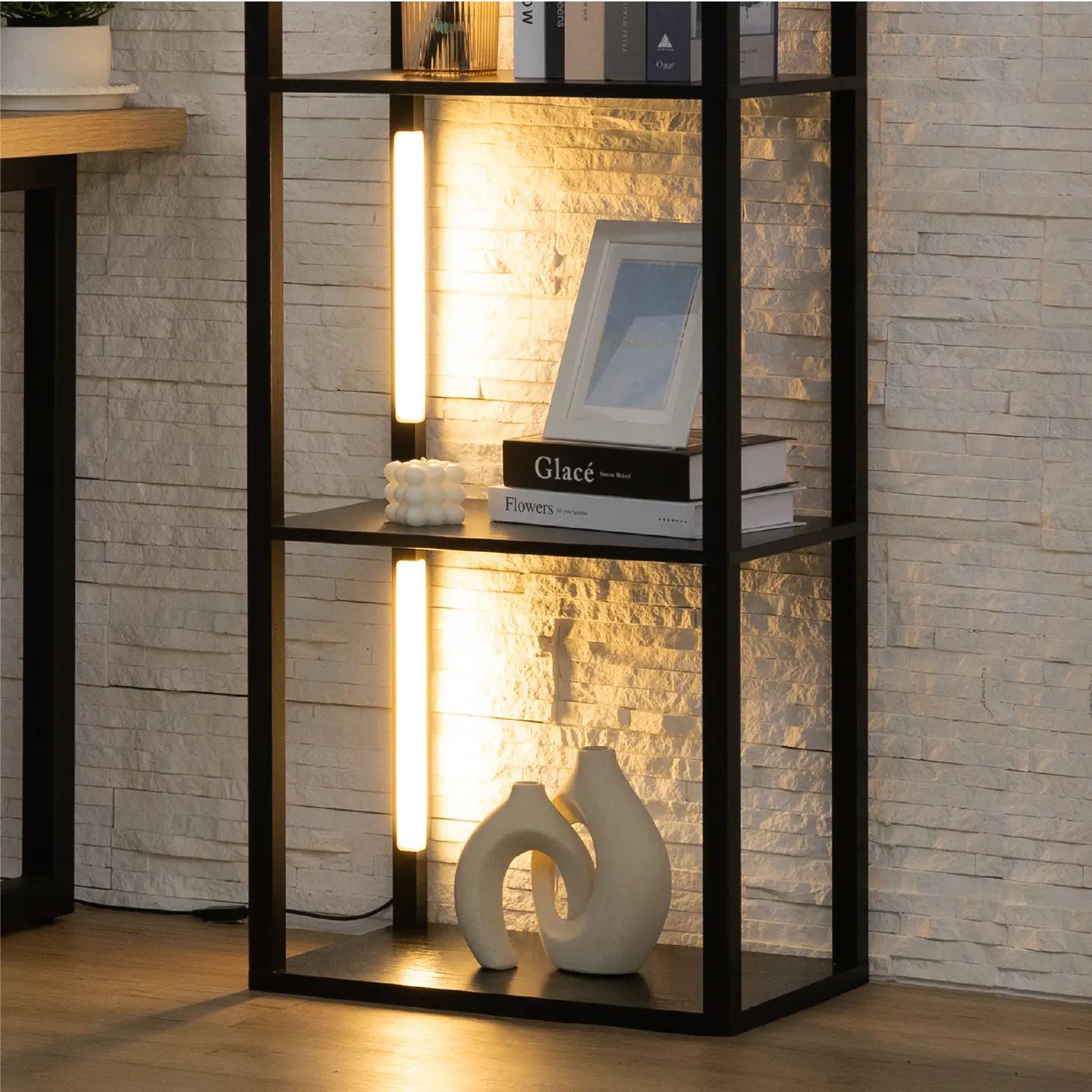 Bookcase Display with Dimmable Led, Changing Color Tones - 64”