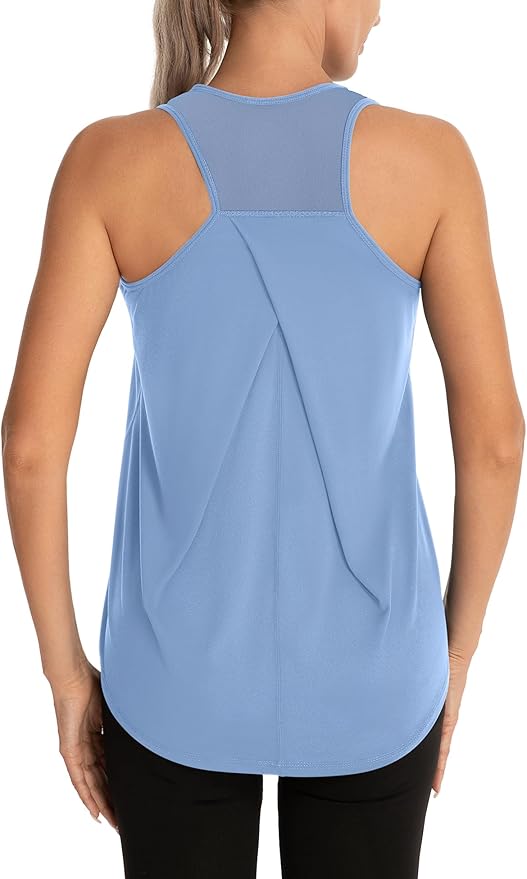 Aeuui Womens Workout Tops for Women Racerback Tank Tops Mesh Yoga Shirts Athletic Running Tank Tops Sleeveless Gym Clothes