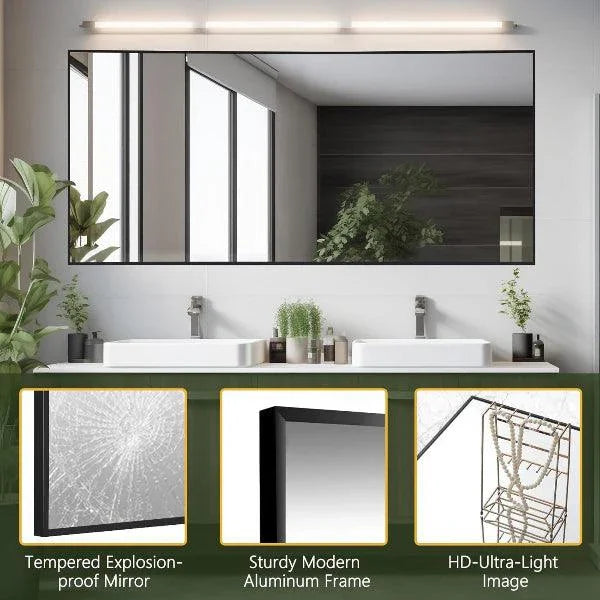 MELOMOIR Full Length Mirror, Floor Mirror with Stand Hanging or Leaning, Aluminum Alloy Frame Full Body Mirror for Bedroom Living Room Cloakroom Hallway, Wall Mirror Full Length, Black