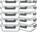 10 Packs 30 oz Glass Meal Prep Containers,Glass Food Storage Containers with Lids,Airtight Lunch Bento Boxes,Microwave,Freezer and Dishwasher,Gray