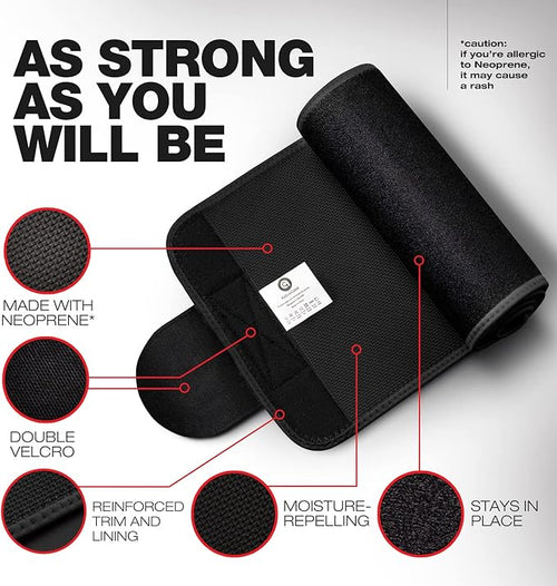 ActiveGear Premium Waist Trimmer & Trainer Belt for Men and Women - Sweat-Enhancing Slimming Wrap for Stomach, Adjustable Fit