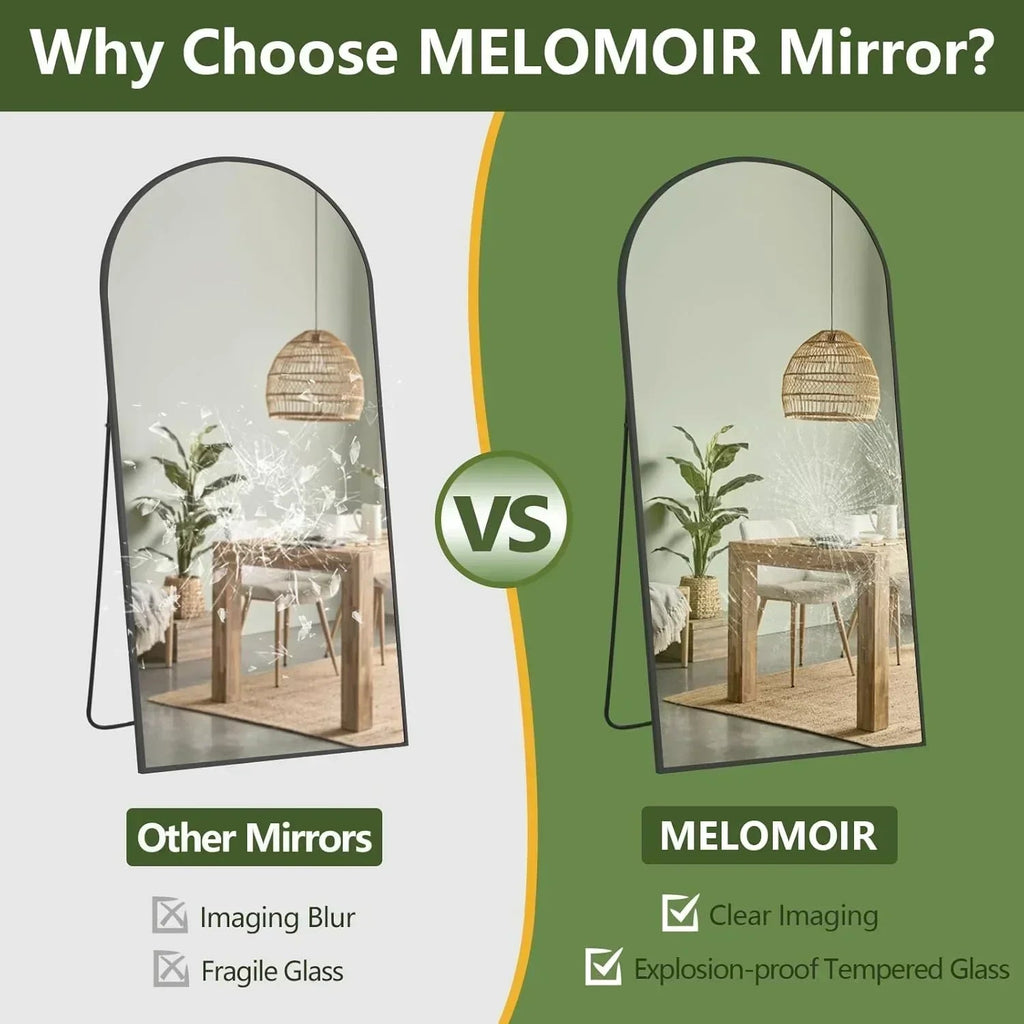 MELOMOIR Oversized Floor Mirror Freestanding, Full Length Mirror for Bedroom Living Room Dressing Room Gym Yoga Hair Salon, Gold Arched Mirror Full Length with Shatterproof Tempered Glass
