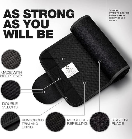 ActiveGear Premium Waist Trimmer & Trainer Belt for Men and Women - Sweat-Enhancing Slimming Wrap for Stomach, Adjustable Fit