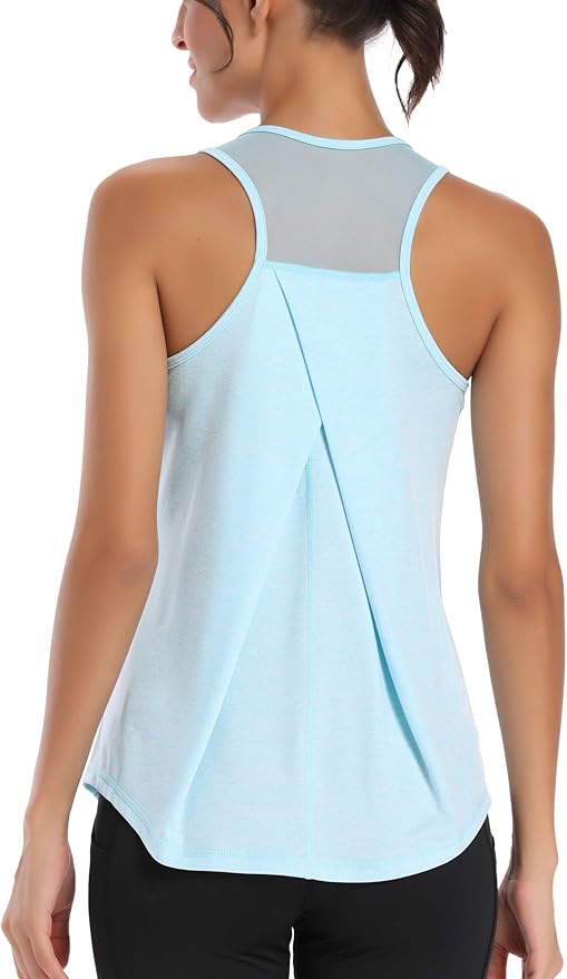 Aeuui Womens Workout Tops for Women Racerback Tank Tops Mesh Yoga Shirts Athletic Running Tank Tops Sleeveless Gym Clothes