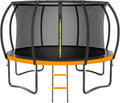 Trampoline 8FT 10FT 12FT 14FT 16FT, Outdoor Trampolines for Kids and Adults, Recreational Trampoline with Enclosure Net & Ladder, Round Trampoline ASTM Approved, 400/450LBS Weight Capacity