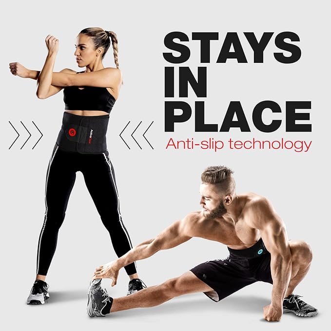 ActiveGear Premium Waist Trimmer & Trainer Belt for Men and Women - Sweat-Enhancing Slimming Wrap for Stomach, Adjustable Fit
