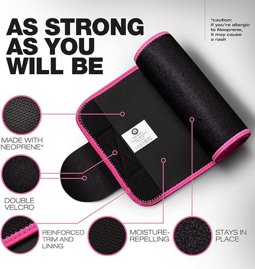 ActiveGear Premium Waist Trimmer & Trainer Belt for Men and Women - Sweat-Enhancing Slimming Wrap for Stomach, Adjustable Fit