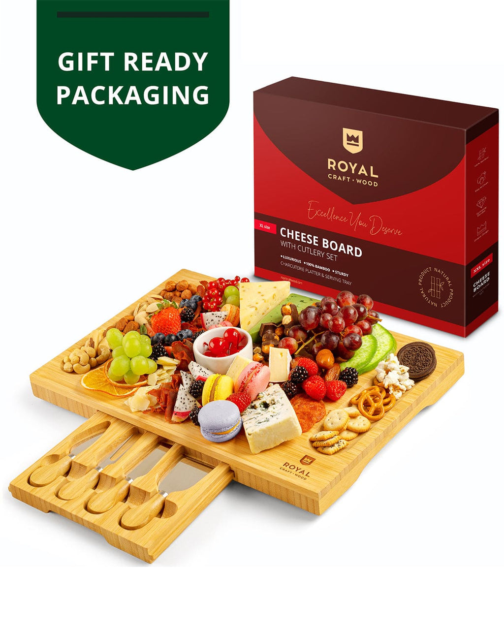 Cheese Board w/knives, 16.5"x11"