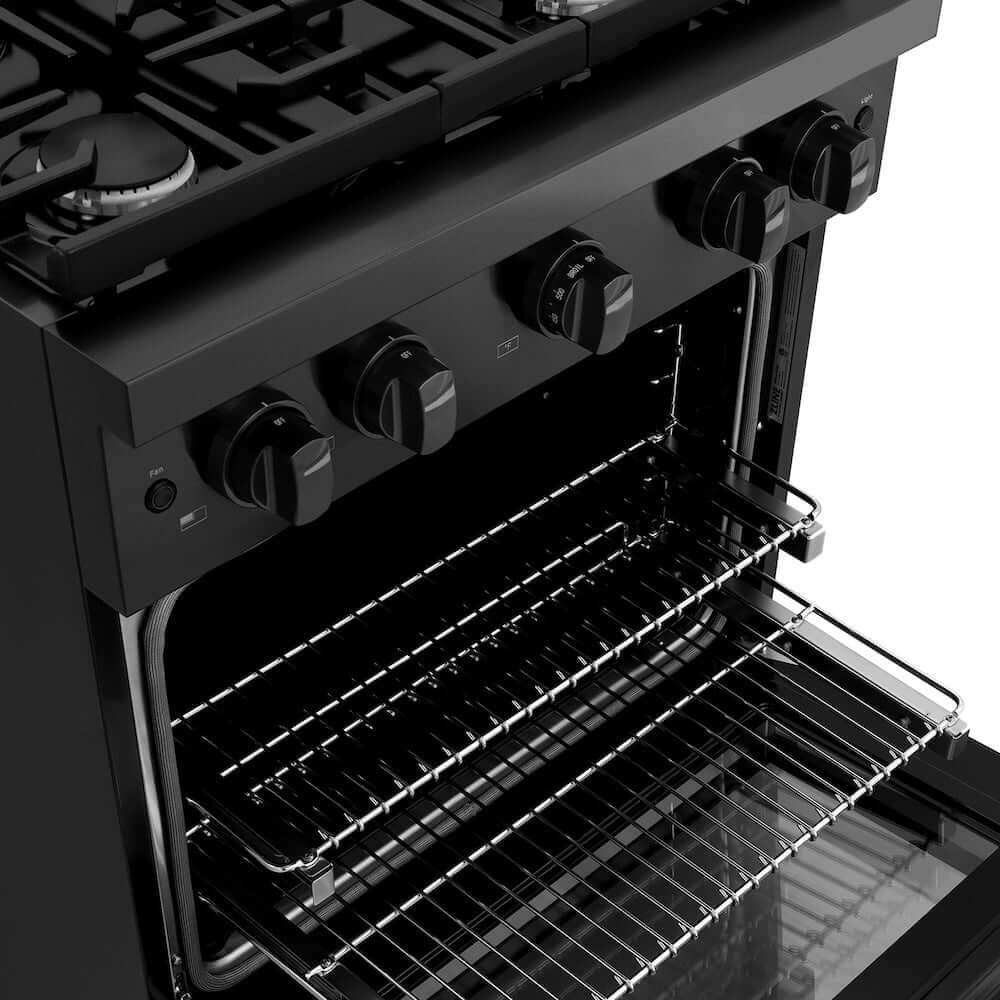 ZLINE 30 in.Gas Range, Convection Gas Oven, Black Stainless Steel, SGRB-30