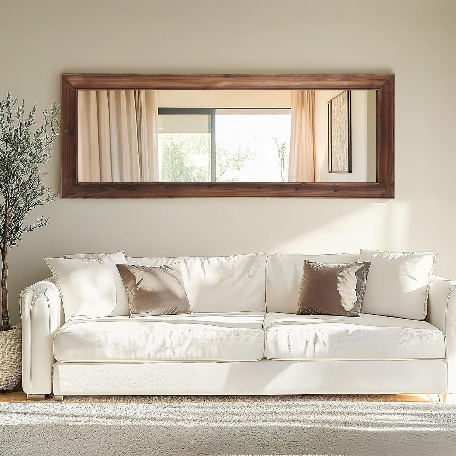 MELOMOIR Rustic Farmhouse Full Length Mirror, Wooden Floor Mirror, Leaning or Hanging, Suitable for Bedroom, Living Room, Cloakroom