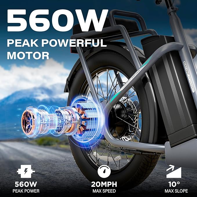 Caroma Electric Scooter with Seat, 48V Removable Battery E-Bike, Up to 30Miles&20MPH, 500/800/1200W Motor, 20" Fat Tire Adult Electric Bicycles for Commuting with Basket