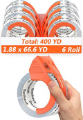 Swihauk Total 400 yd, 6 Pack 1.88 in x 66.6 yd - Heavy Duty Packing Tape with Dispenser Combo, Clear Shipping Tape, Packaging Tape, Package Tape for Shipping Moving Storage and Mailing, w30200