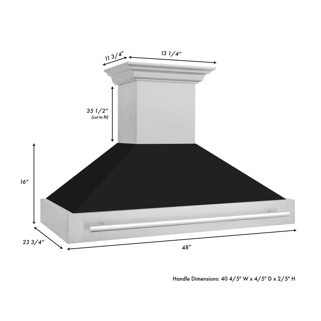 ZLINE 48" Autograph DuraSnow Black Matt Wall Range Hood 8654SNX-BLM-48