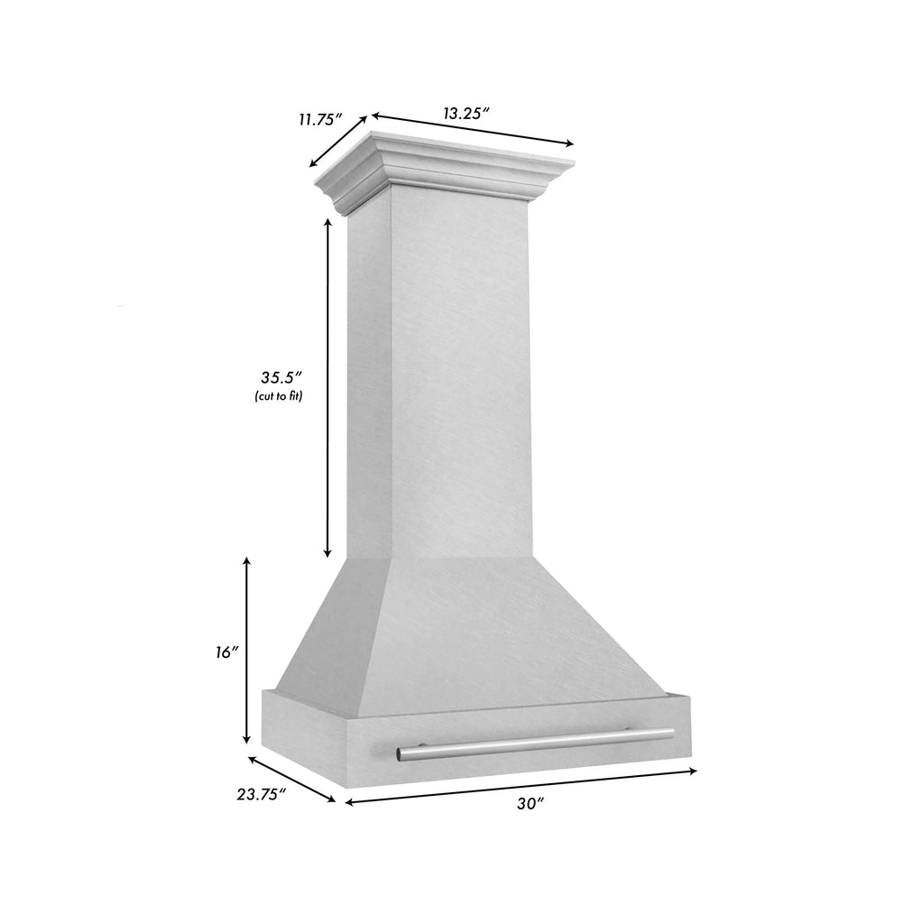 ZLINE 30" DuraSnow® Stainless Steel Range Hood with Color Shell Options 8654SNX-RG-30