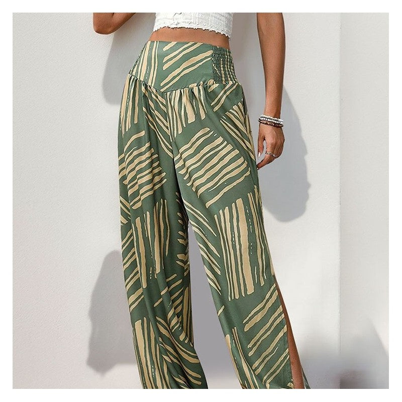 Floral Print Split Hem Leisure Pants