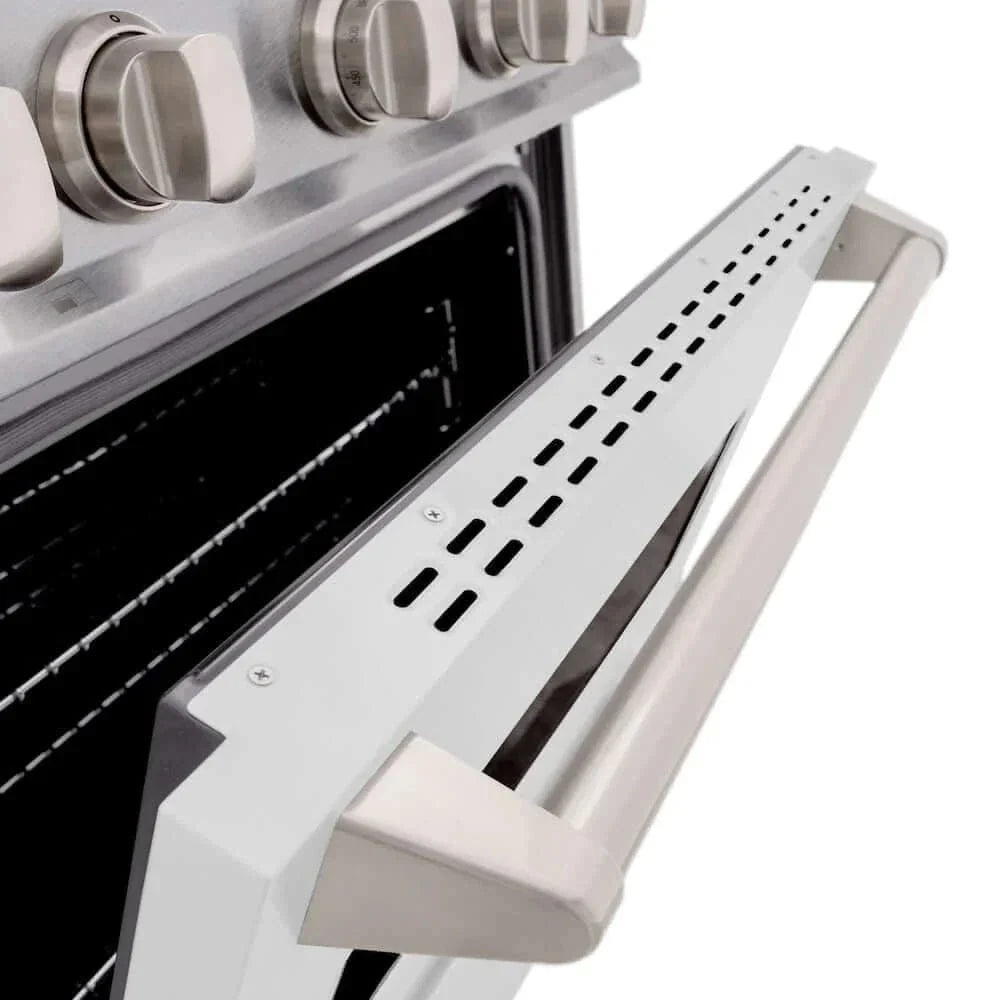 ZLINE 36"Classic Gas Range, Convection Gas Oven, DuraSnow® Stainless Steel, White Matte Door CGRS-WM-36