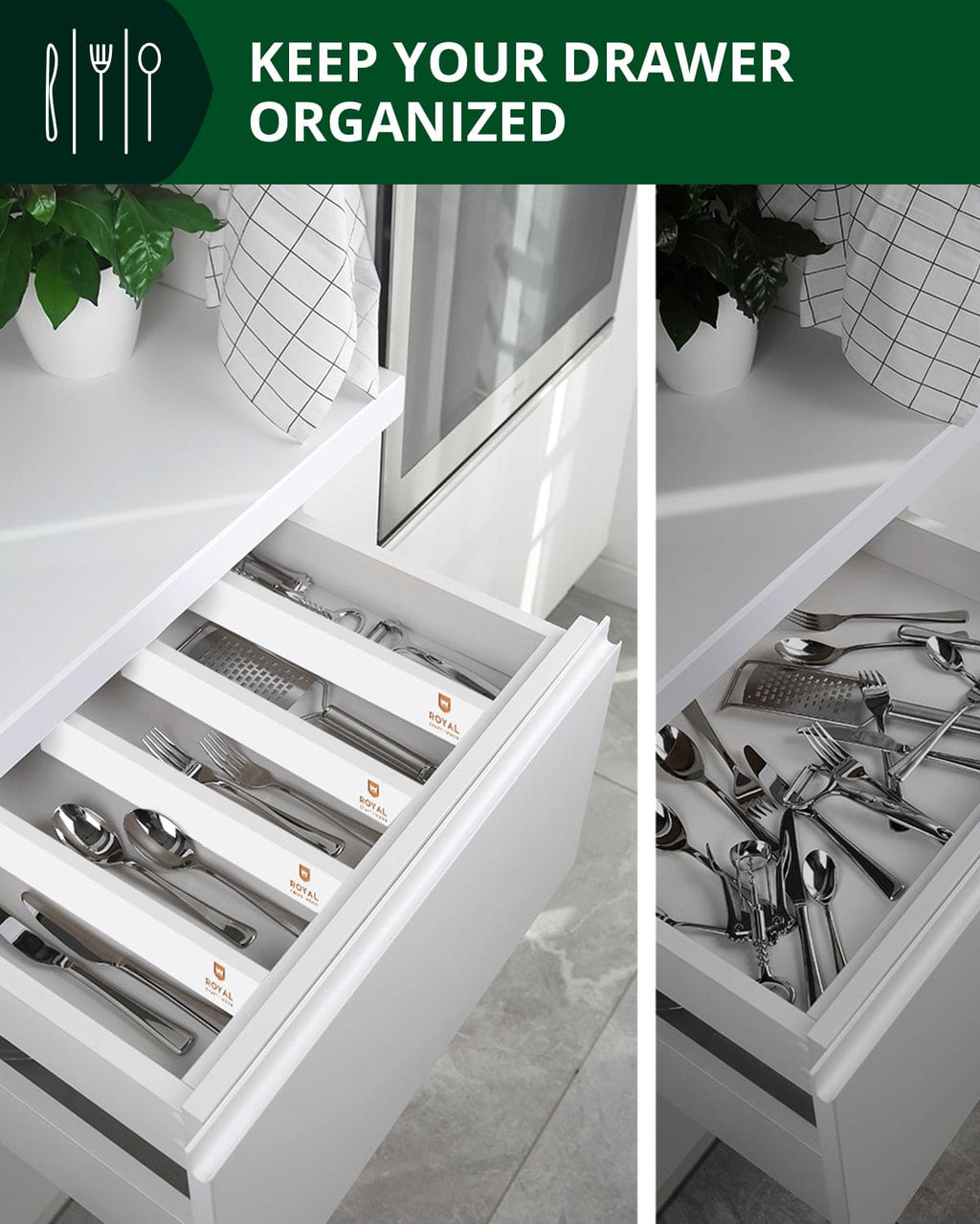 Drawer Dividers 22”, White