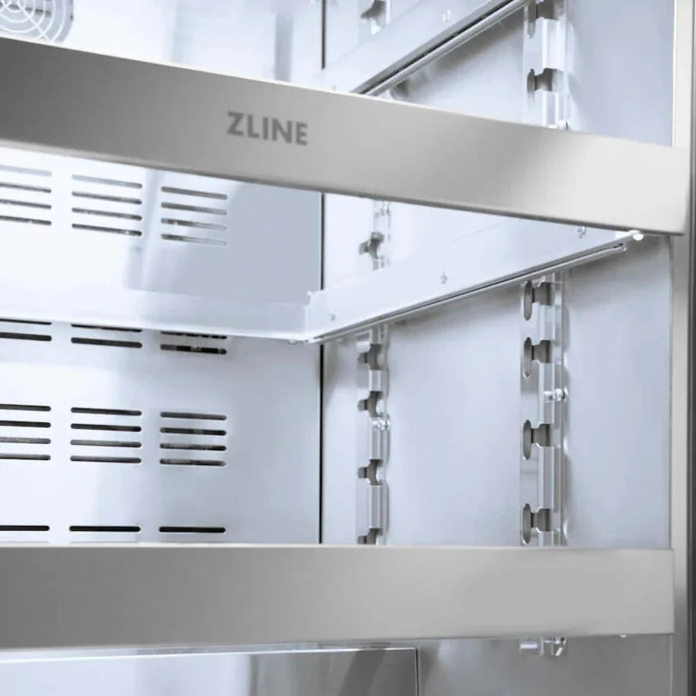 ZLINE 24" Touchstone 151 Can Beverage Fridge White Matte Glass Door Polished Gold Handle RBSOZ-WM-24-G
