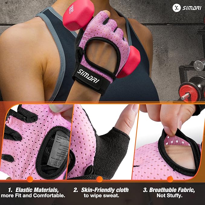SIMARI Breathable Workout Gloves for Men and Women, Padded Weight Lifting Gloves with Great Grip, Full Palm Protection for Gym Training, Cycling, Weightlifting, Exercise, Crossfit, Climbing