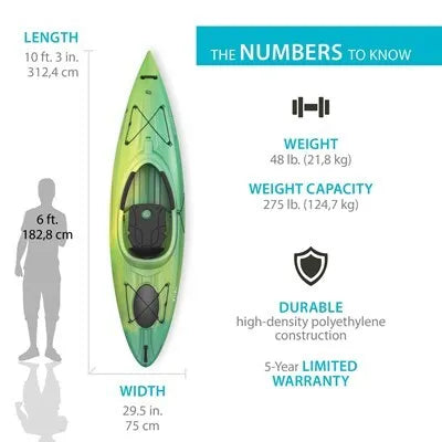 Lifetime Emotion Tide 103 Sit-Inside Kayak (Paddle Included)