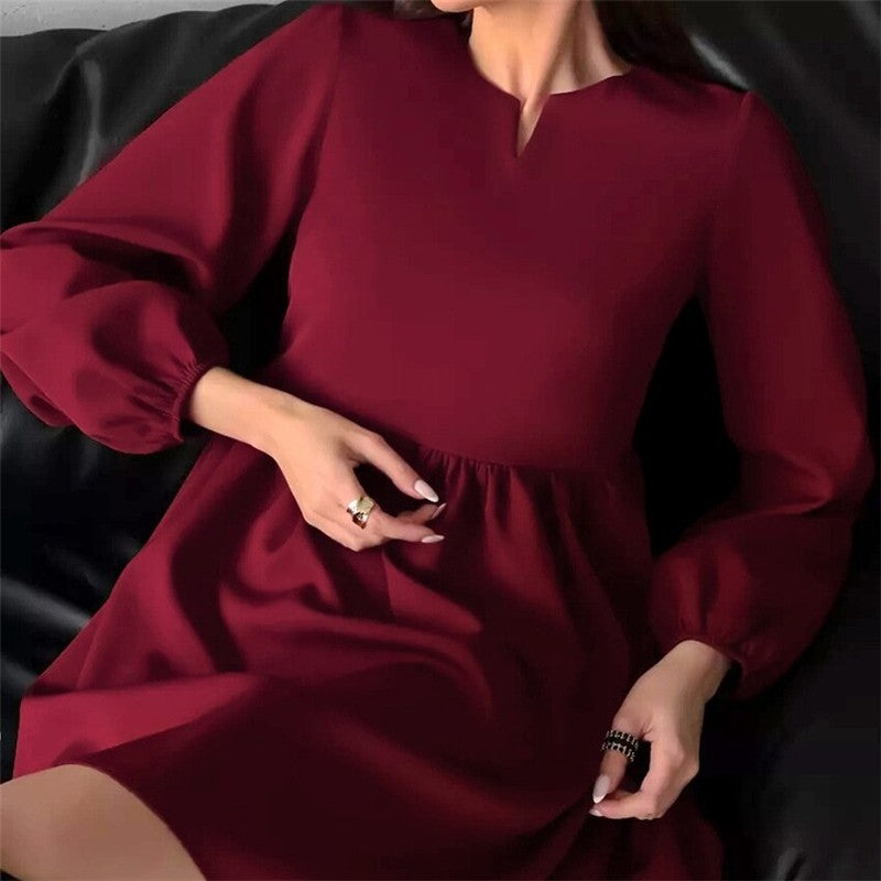 Casual Chic Long Sleeve A-Line Dress for Easy Commuting