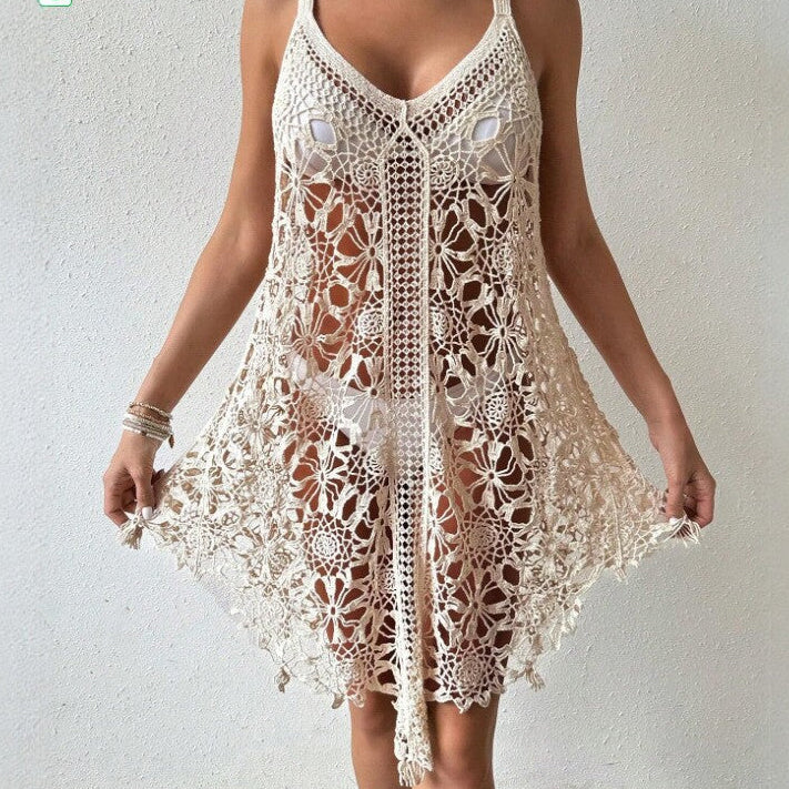 Fashionable Crochet Hollow-Out Beach Dress For Women