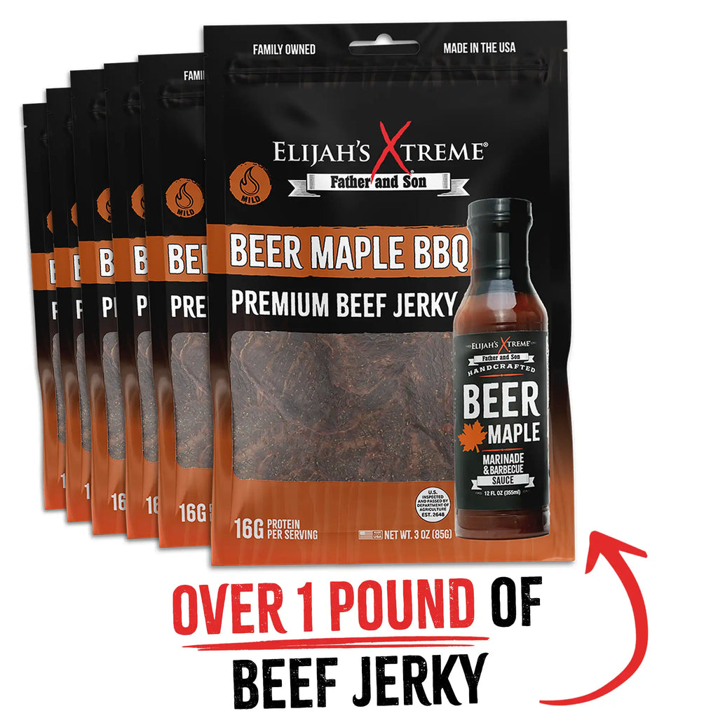 Beer Maple BBQ Beef Jerky - 6 bags (1lb)