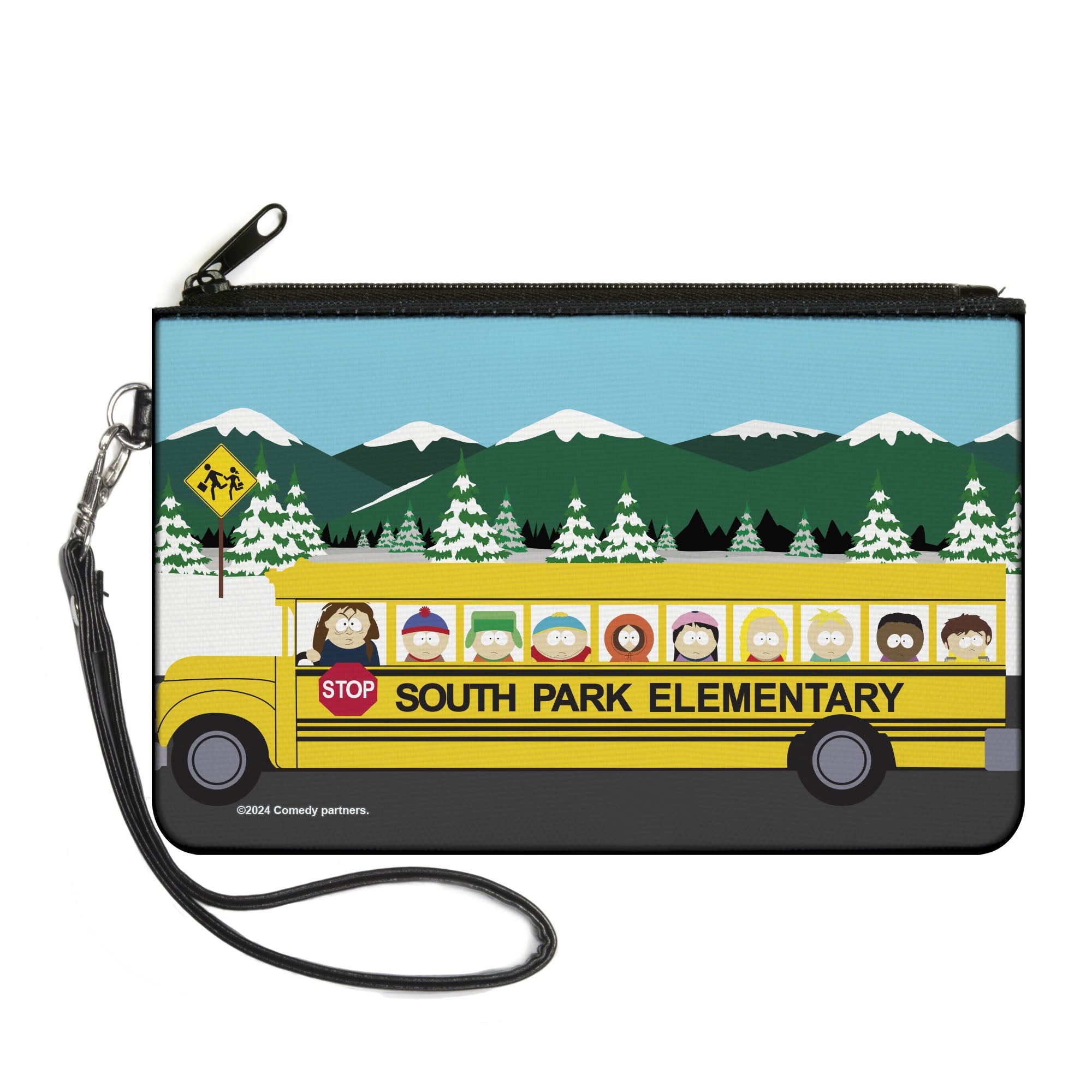 Canvas Zipper Wallet - LARGE - SOUTH PARK ELEMENTARY School Bus Group Pose Mountain Scene