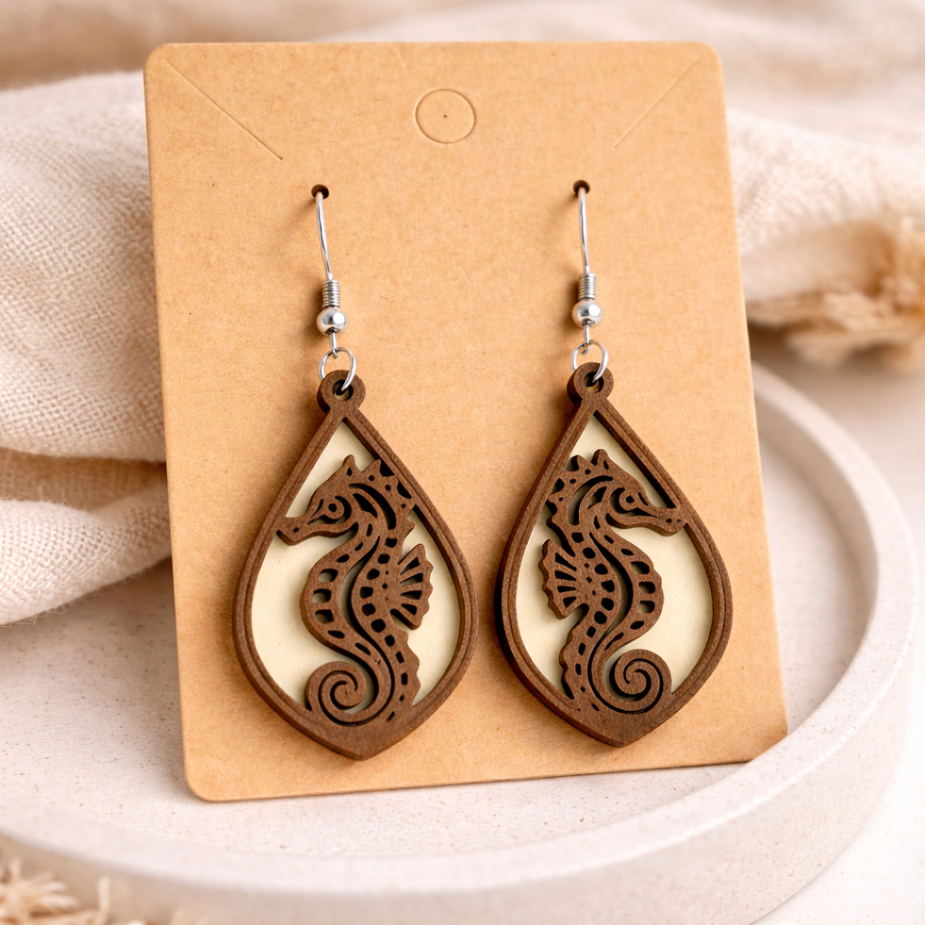 Teardrop Seahorse Dangle Earrings