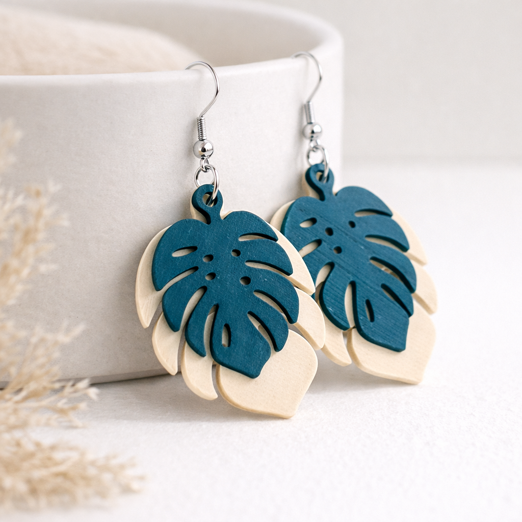 Monstera Leaf Dangle Earrings