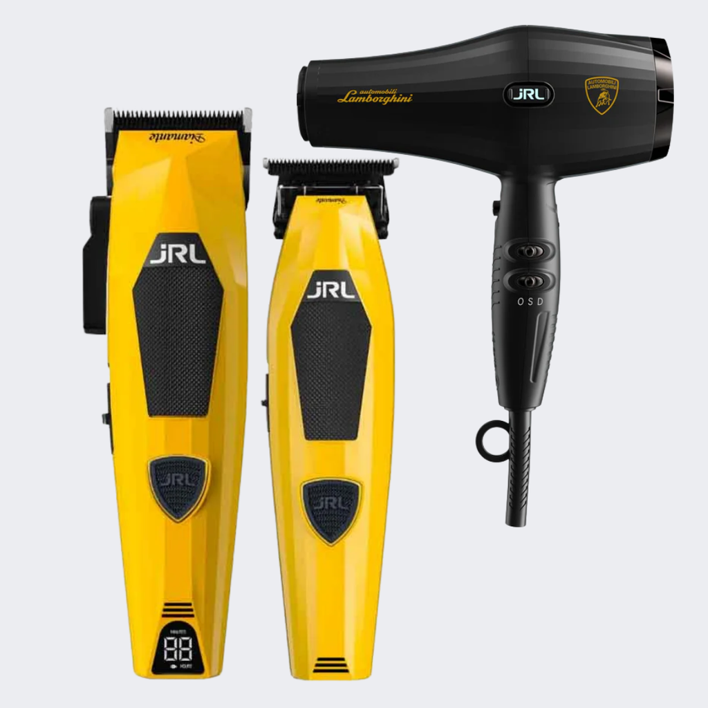 JRL Professional Diamante DI2025 Clipper & Trimmer Set Yellow with Lamborghini Dryer Combo
