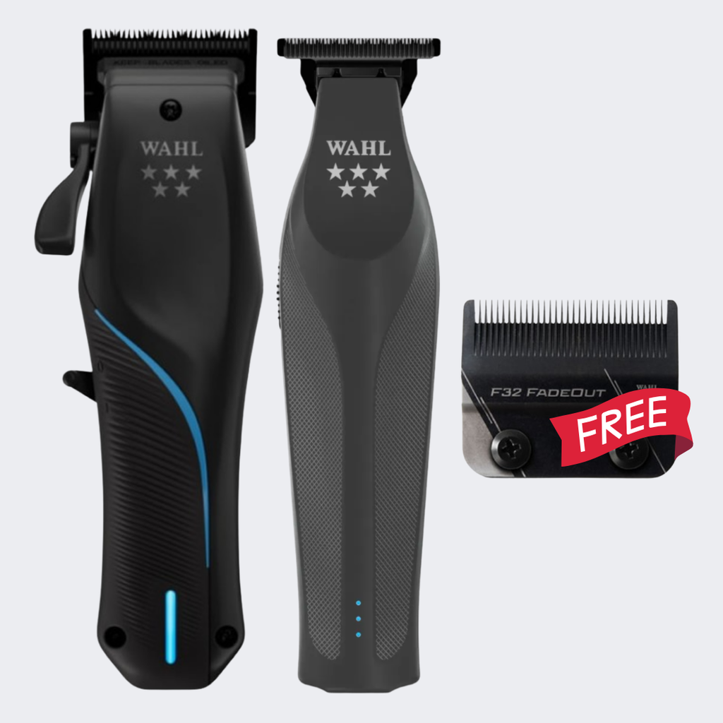 Wahl Vapor Clipper & Hi-Viz Nightshade Trimmer Combo with Free F32 Fadeout Blade