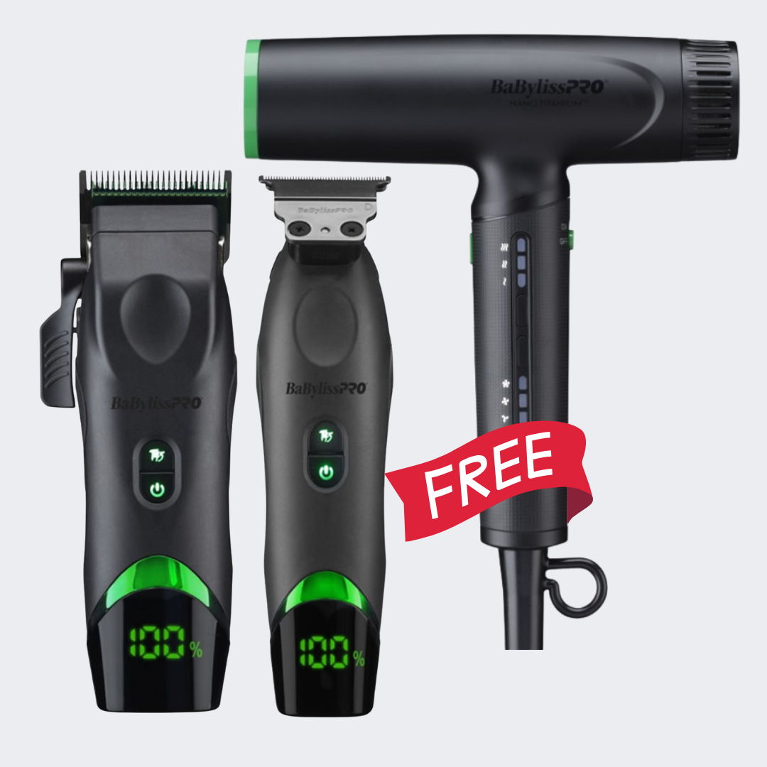 BaBylissPRO x Tomb45 Clipper & Trimmer Combo with FREE Nano Light Ionic Dryer