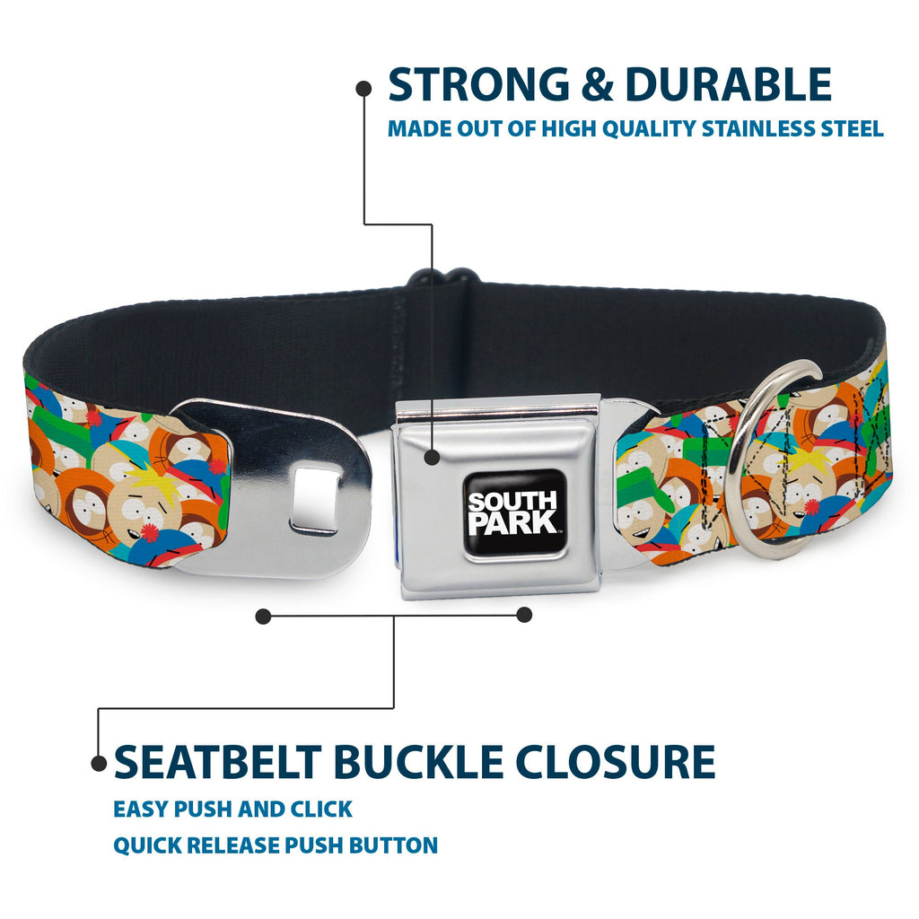 SOUTH PARK Title Logo Full Color Black/White Seatbelt Buckle Collar - South Park Boys Expressions Stacked