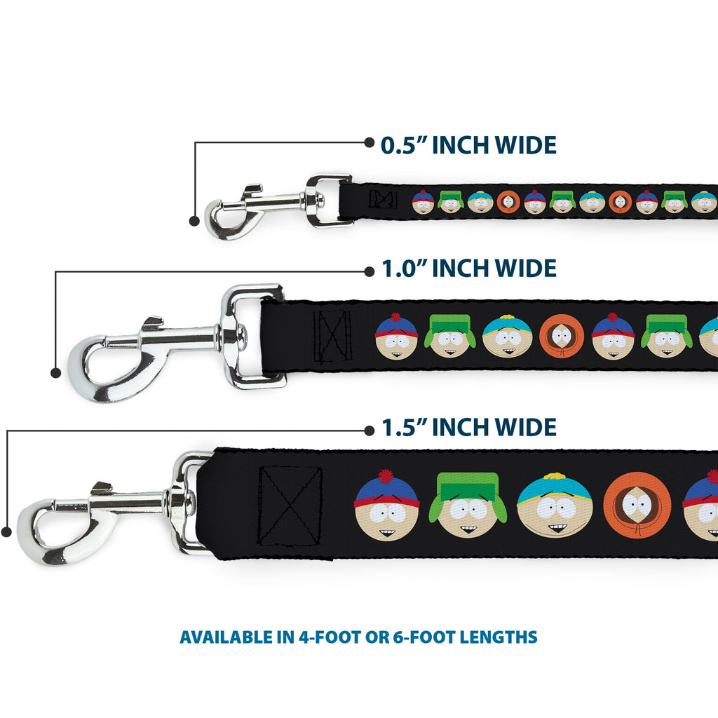 Dog Leash - South Park Boys Face Repeat Black