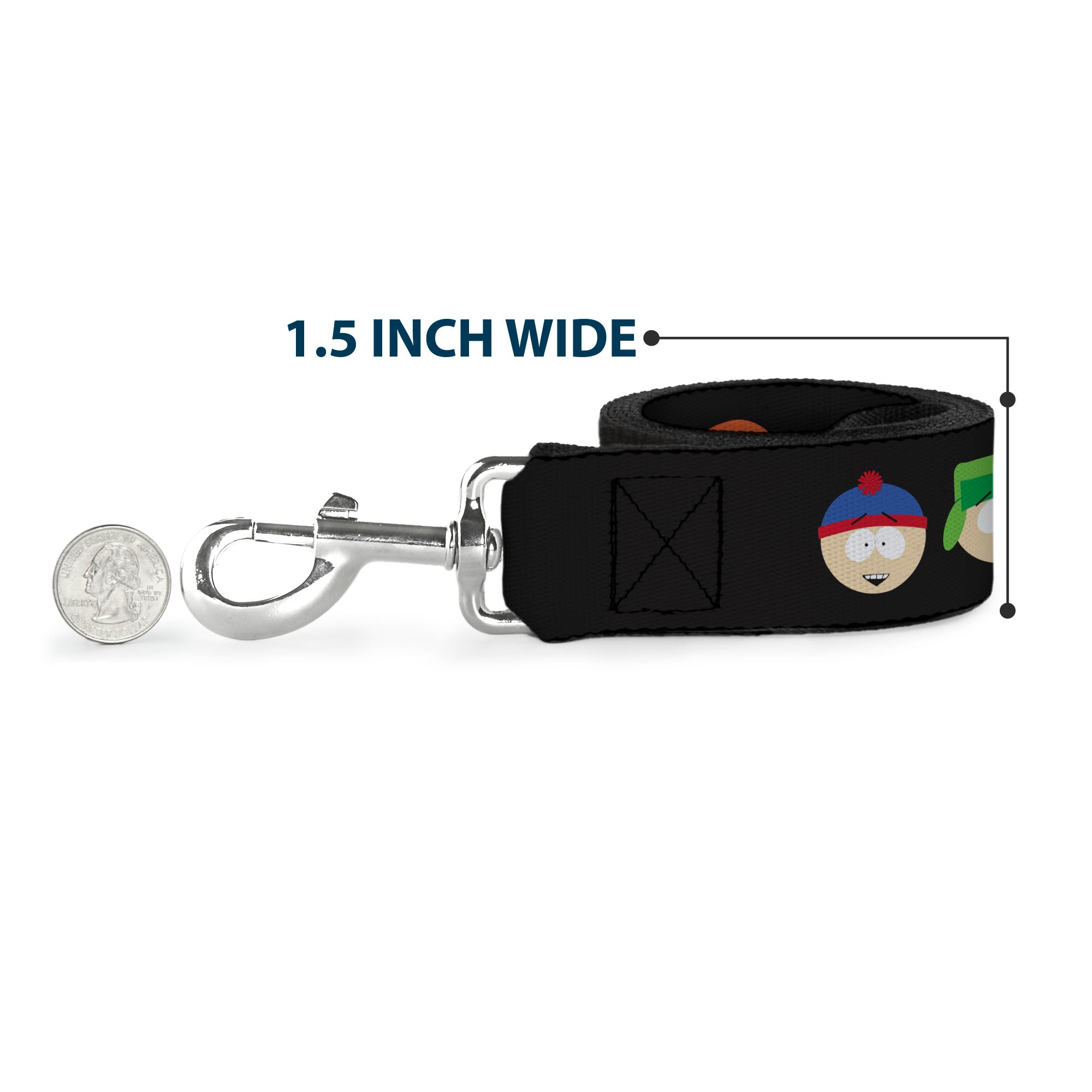 Dog Leash - South Park Boys Face Repeat Black