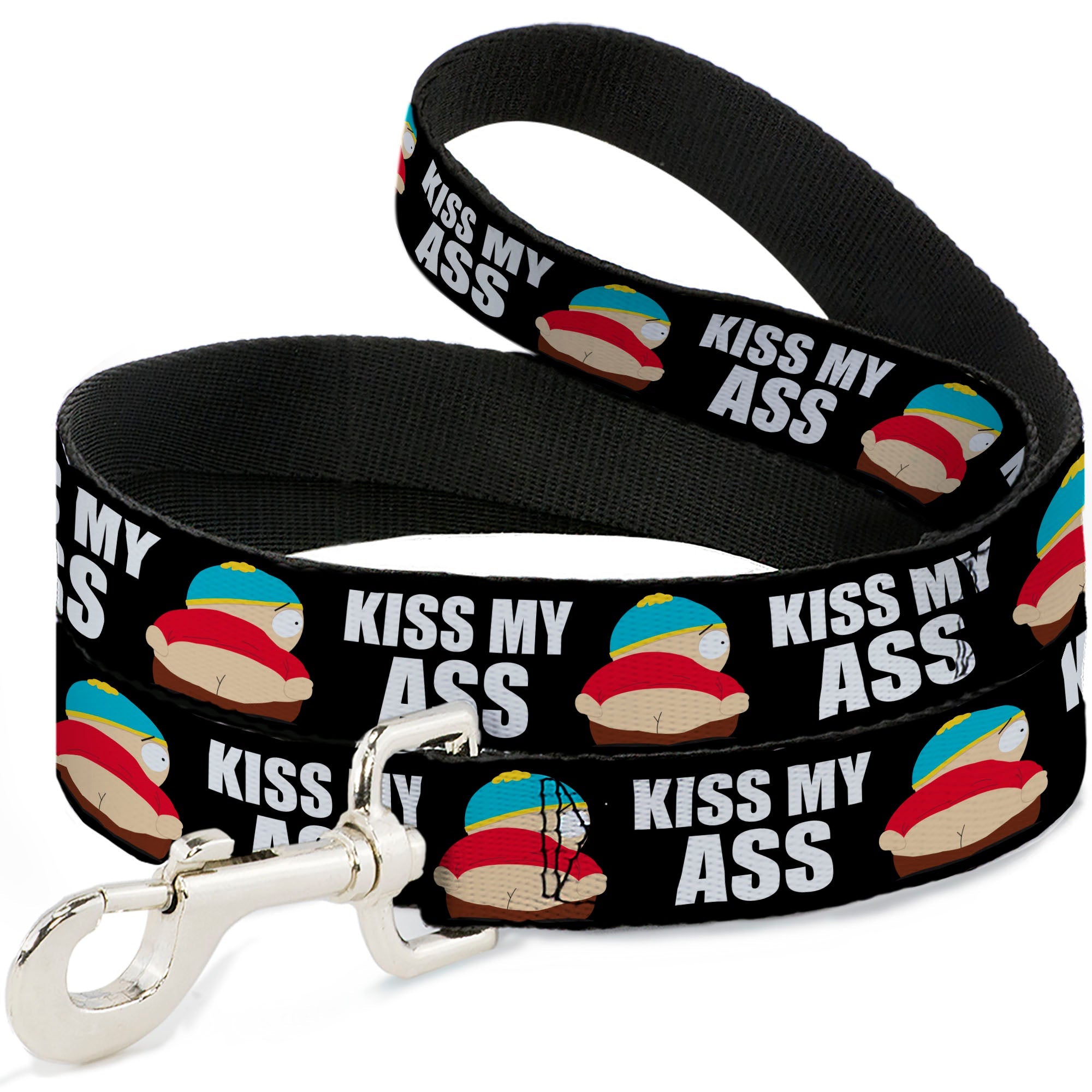 Dog Leash - South Park Cartman Pants KISS MY ASS Pose Black/White