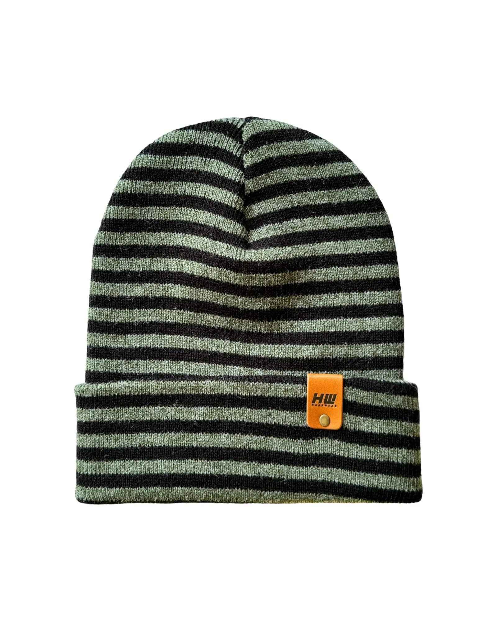 HAAKWEAR Traditional Classic RORO Cuffed Beanie / Hat - Black / Green, Made in USA