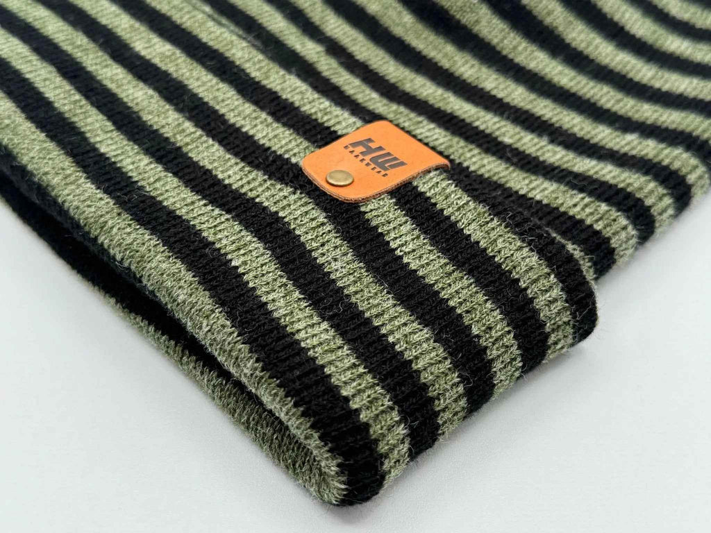 HAAKWEAR Traditional Classic RORO Cuffed Beanie / Hat - Black / Green, Made in USA