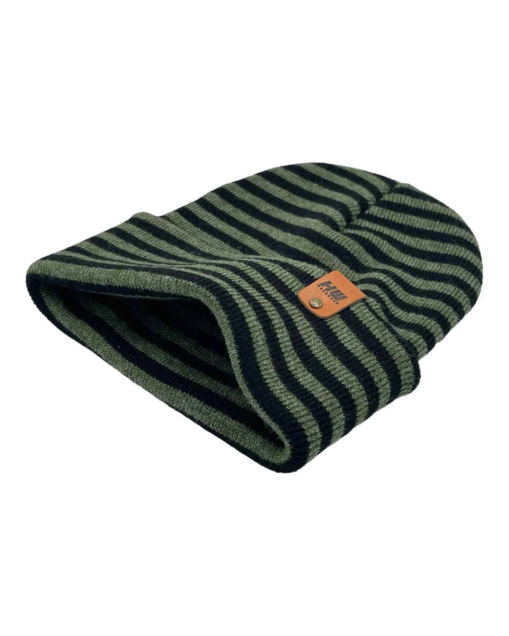 HAAKWEAR Traditional Classic RORO Cuffed Beanie / Hat - Black / Green, Made in USA
