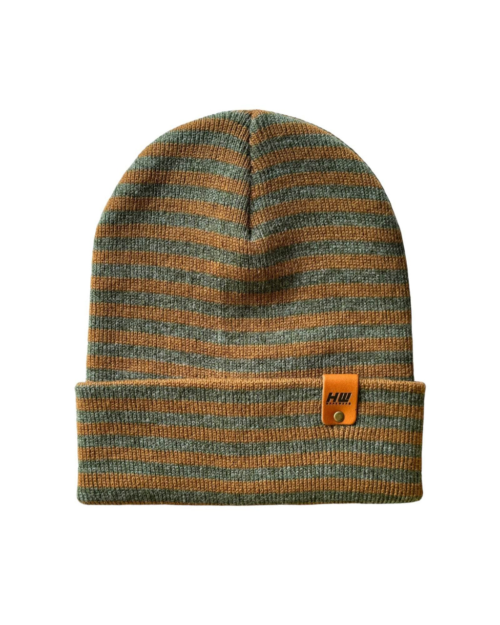 HAAKWEAR Traditional Classic RORO Cuffed Beanie / Hat - Brown / Green, Made in USA