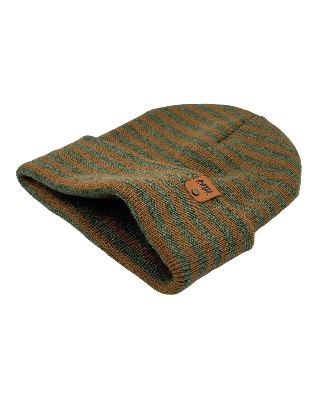 HAAKWEAR Traditional Classic RORO Cuffed Beanie / Hat - Brown / Green, Made in USA