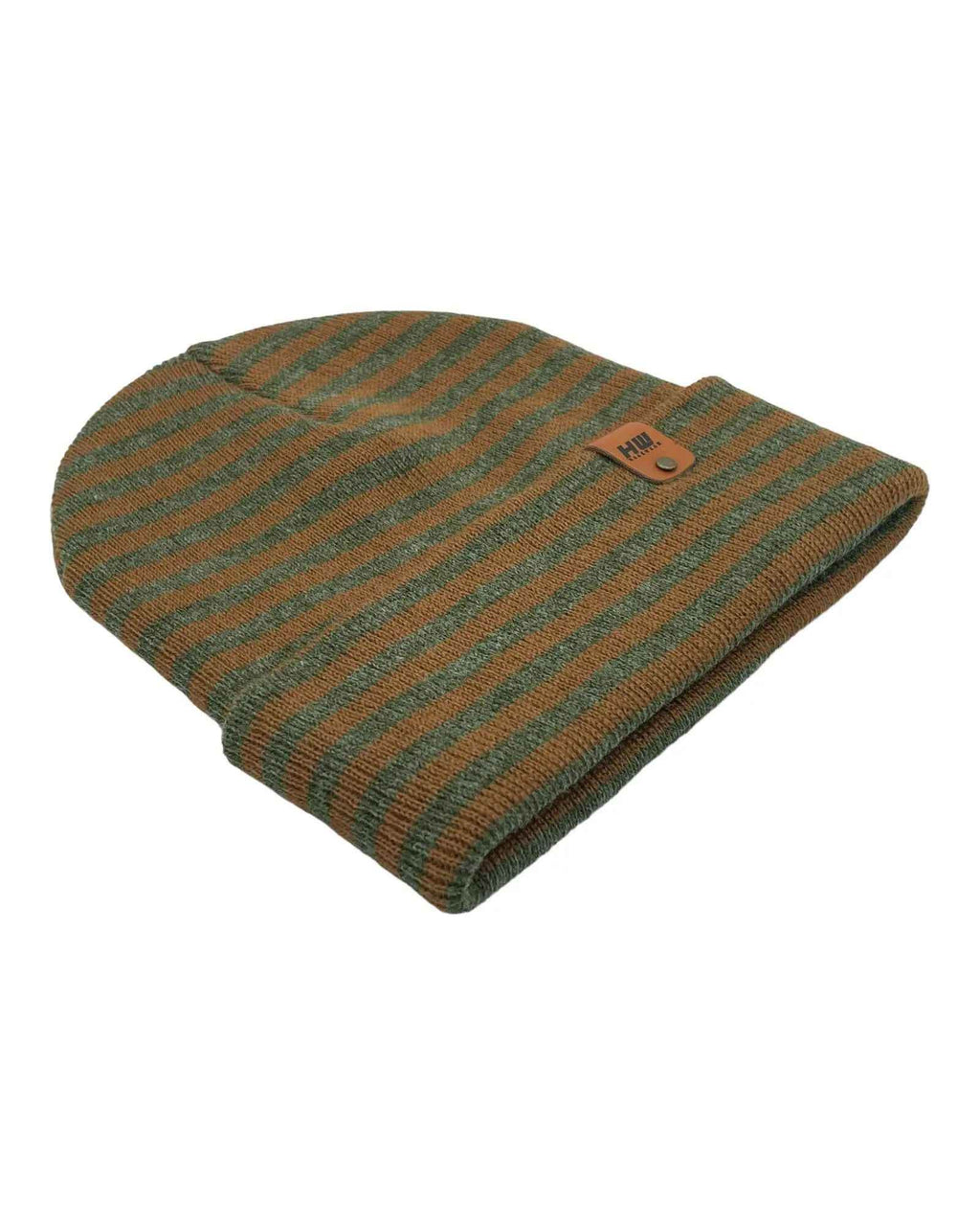 HAAKWEAR Traditional Classic RORO Cuffed Beanie / Hat - Brown / Green, Made in USA