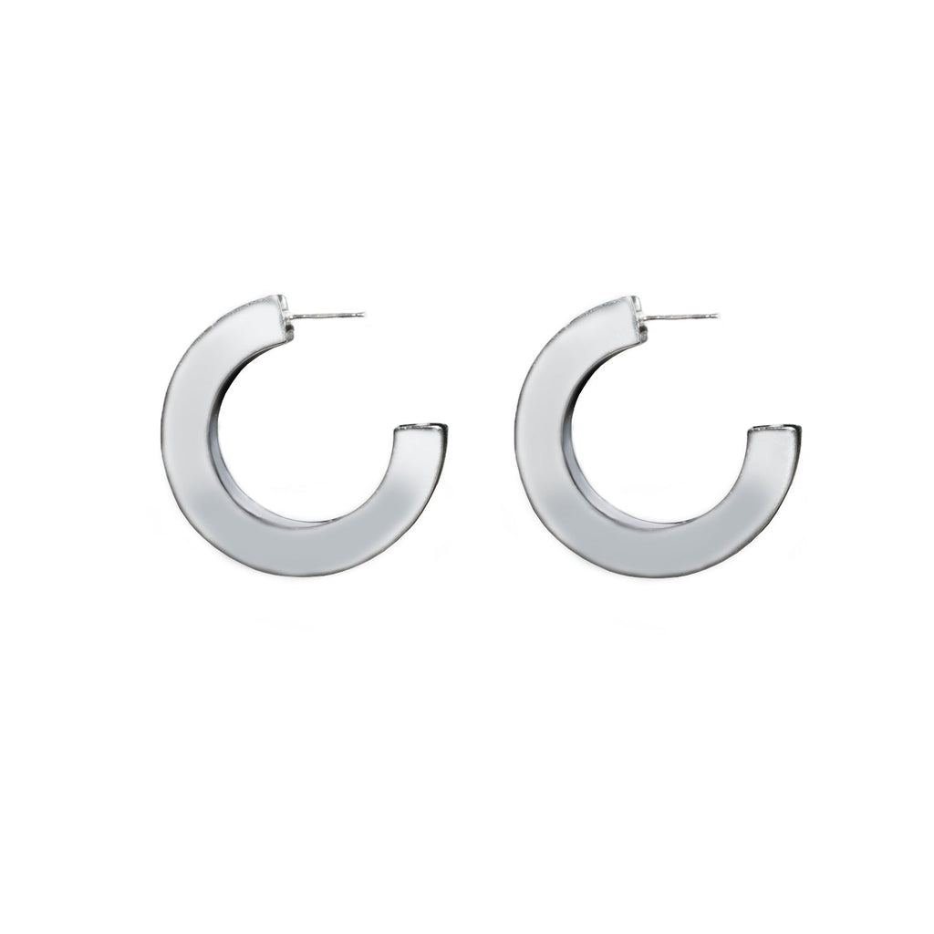 Large Beam Hoop Earrings - 935 Silver