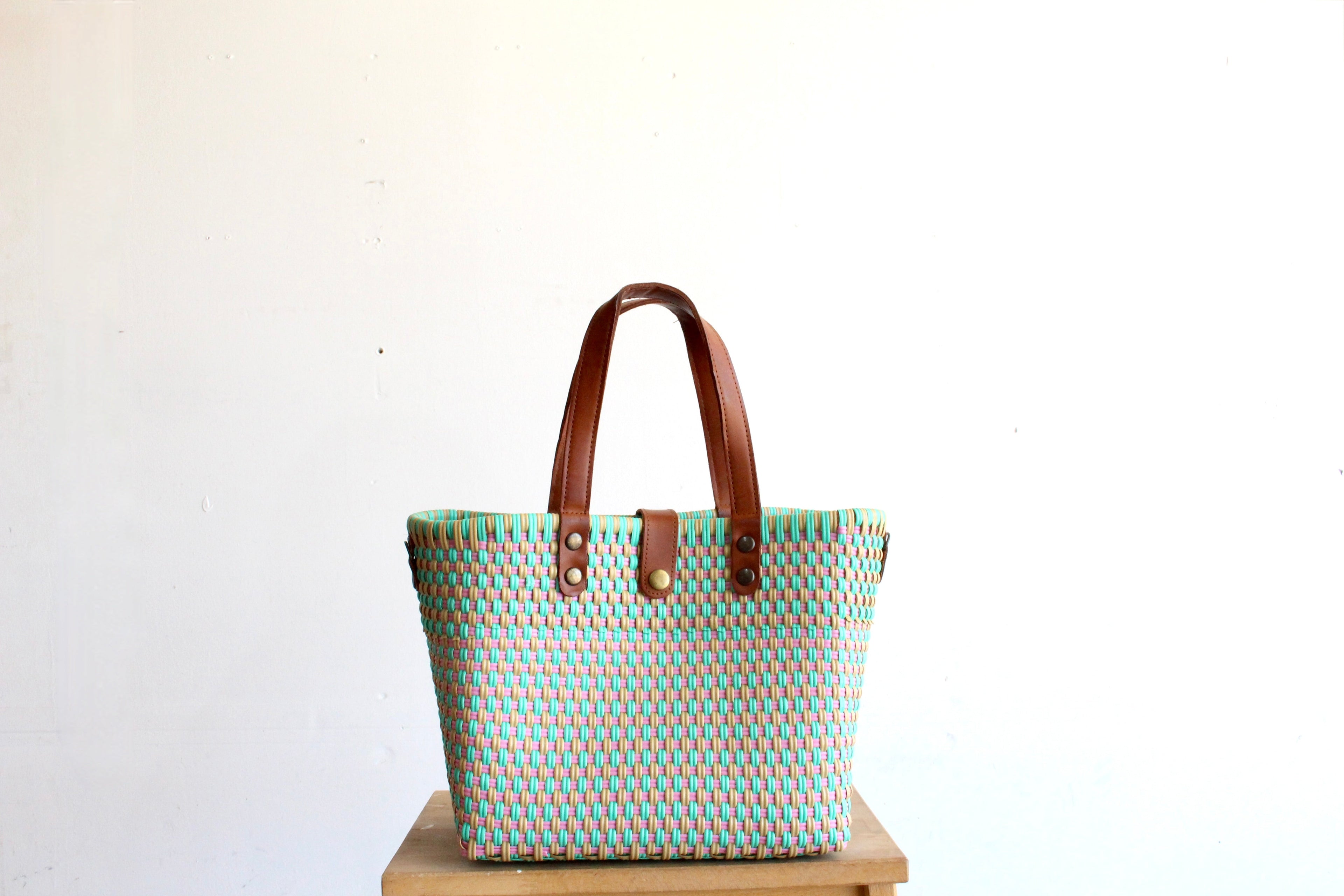 Caramel, Pink & Teal Purse bag by MexiMexi