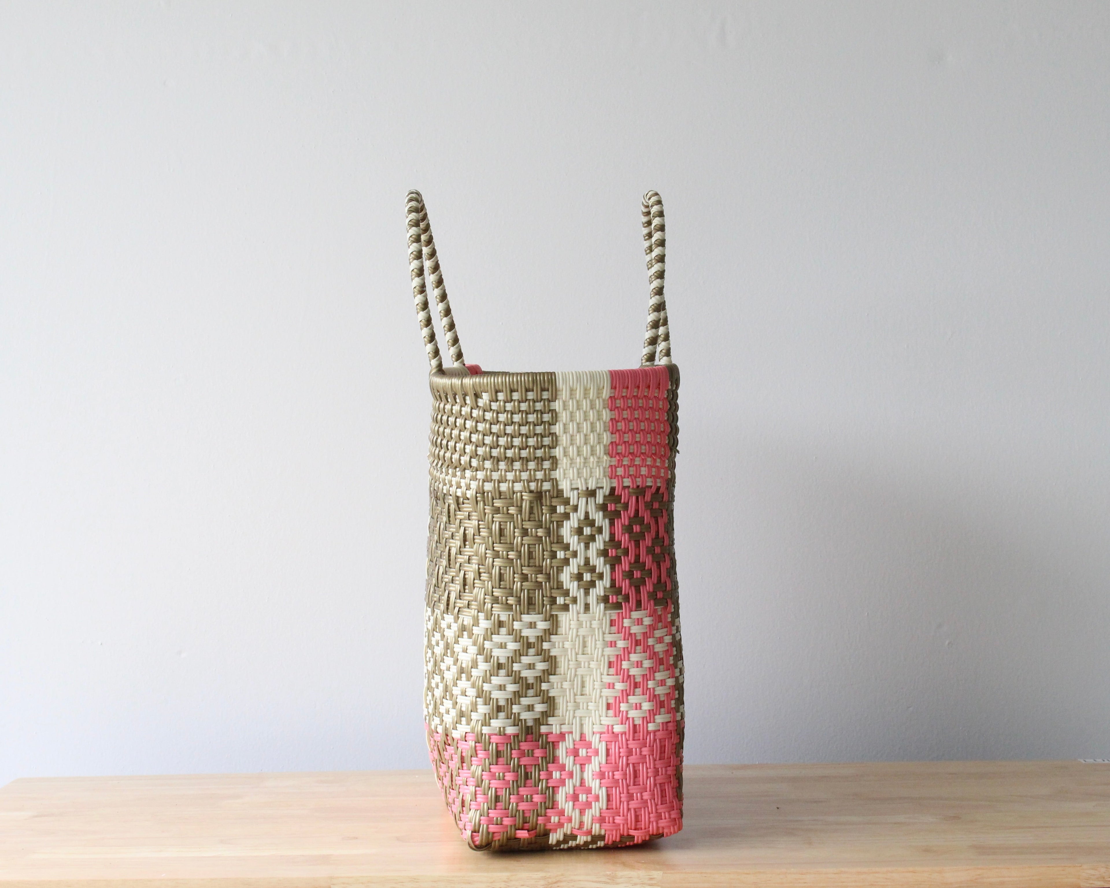 Pink & Gold Medium Woven Tote